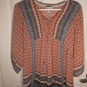 Knox Rose Women’s  Sheer Top Boho Peasant Blouse XXL